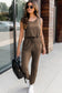 Drawstring Round Neck Sleeveless Jumpsuit