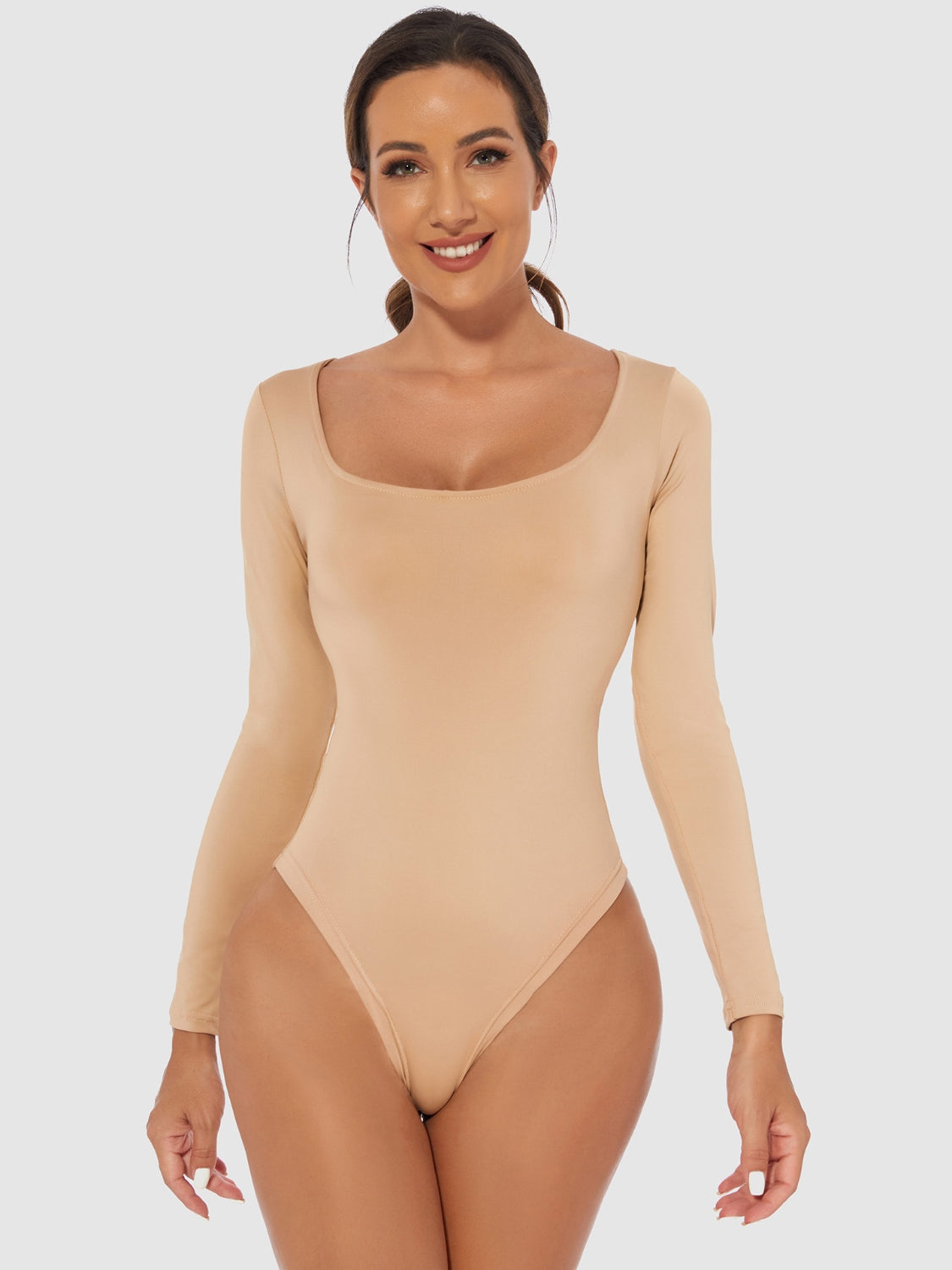 Full Size Scoop Neck Long Sleeve Bodysuit