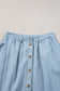 Snap Down High Waist Denim Skirt