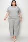 Double Take Full Size Texture Short Sleeve Top and Pants Set